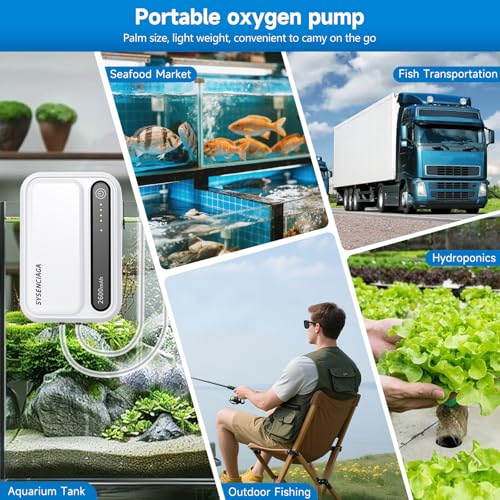Aquarium Air Pump Rechargeable Aerator for Bait Bucket, Portable Battery Powered Air Pump for Aquarium, Fish Tank Air Pump Bubbler Aerator for Outdoor Fishing - style: 2 outlet 2600mAh