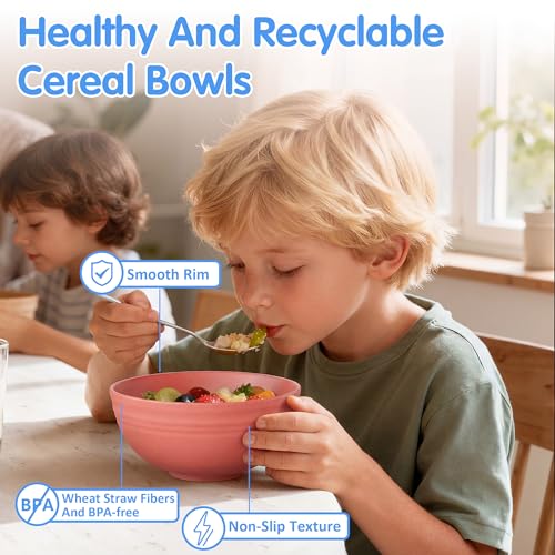 Quatish 10 PCS Unbreakable Cereal Bowls,Dishwasher & Microwave Safe Wheat Straw Bowls, Easy-to-Clean Lightweight Desserts & Soup Bowl, Portable for Picnics ，Snack Plastic Bowls Set，Multi-Color - color: Multicolor
