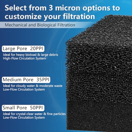 6 Pack Aquarium Bio Sponge Filter Media Pad, Cut-to-Size Filter Foam Pad for Fish Tank (6.3" x 4" x 0.8", 20PPI) - size: 6.3" x 4" x 0.8" (20PPI)