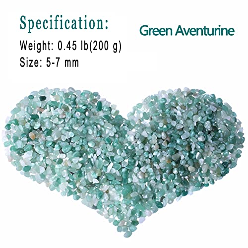 MAIBAOTA Natural Green Aventurine Crystal Quartz Rocks Chips Vase Filler Rocks for Succulent Plant Small Fish Tank Aquarium Gravel Decorative Pebbles Stones(200 gram) - color: Green-aventurine, size: 0.45 Pound