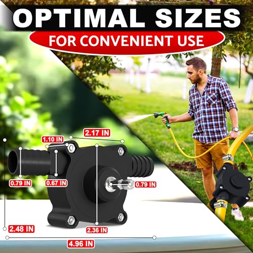 Portable Electric Drill Pump For Water - Self Priming Liquid Transfer Drill Powered Water Pump for Pool Cover Draining, Rain Barrels and Garden Watering | Easy Hose Clamp Setup. Great for Warm Season