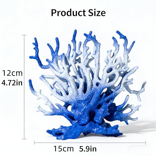 Artificial Coral Aquarium Ornament - PVC Fish Tank Decor for Aquascaping (5.9x5.12x2.17 Inch) - Blue&White - color: Blue&white