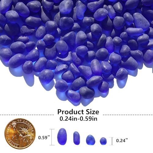 QYGL Sea Glass Stones - 0.55LB Cobalt Blue Frosted Glass Pebbles Gemstones - Perfect for Aquarium Rocks, Fish Tank Gravel, Vase Fillers, DIY Crafts, and Home Decor - color: Cobalt Blue