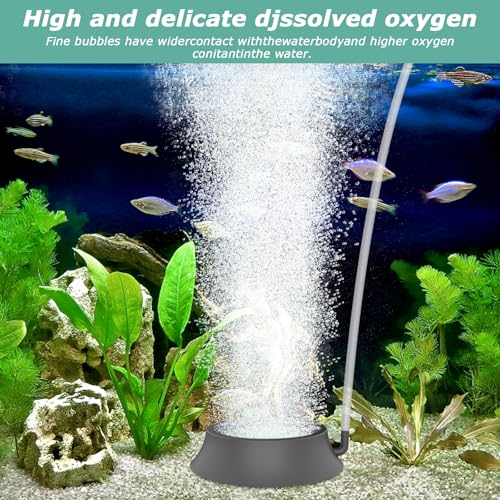 hygger Aquarium Air Stone, Fish Tank Bubbler Aerator with Stainless Steel Base, Oxygen Diffuser for Nano Air Pumps Hydroponics Small Ponds and Fish Tanks - size: 1.6 inch