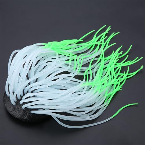 Simulation Anemone Artificial Anemone Glow in the Dark Silicone Aquarium Decor with Strong Suction Cup for Fish Tank Ornament (Green) - color: Green