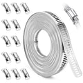 Hose Clamps, DIY 28 FT Metal Strap + 12 Fasteners, Hose Clamps Stainless Steel, Large Adjustable Hose Clamp Pipe Clamp for Pipe Automotive Mechanical Applications - size: 28 FT Metal Strap + 12 Fasteners