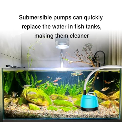 450GPH Submersible Water Pump Ultra Quiet (1700L/H, 25W),Bottom Suction Pond Pump with 3 Nozzles,6.5ft Lift,6ft Power Cord,Adjustable Flow for Aquarium,Fish Tank,Outdoor Fountain,Hydroponics - color: Turquoise, size: 1700L/H, 25W