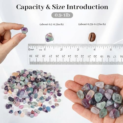 JOHOUSE Quartz Crystals, Crushed Chips Tumbled Polished Stones, Assorted Irregular Shaped Decorative Rocks, Succulent Pebbles for Indoor Plants, Aquarium Betta Fish Tank Gravel, Vase Filler 0.2"-0.5" - color: Fluorite