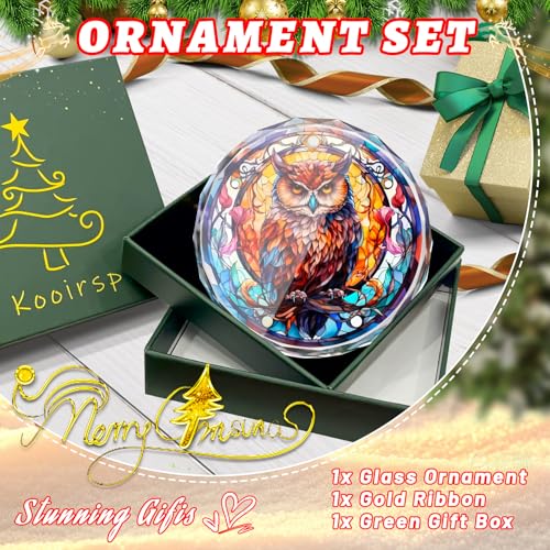 Stained Glass Owl Ornament - Christmas Tree Decor, Gift Exchange Present - color: Owl
