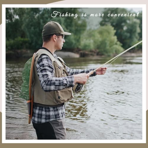 Chunful Fly Fishing Net Holder Adjustable Belt Mounted Landing Net Holster Hands Free Waist Holder for Fishnet Racquet Fishing Gear Racket