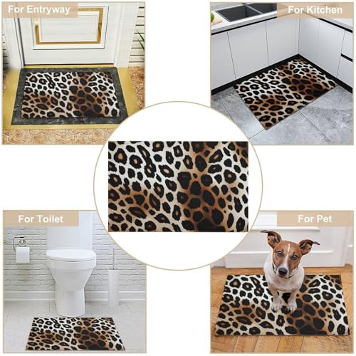 Outdoor Door Mat 15.7" X 23.6" Non-Slip Doormat Leopard Print Front Door Mats Quick Dry Welcome Mats for Outdoor Indoor Entrance Mat Home Decor Floor Mats for Patio - color: Leopard Print