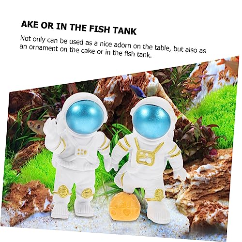 4Pcs Astronaut Figurine Space Theme Fish Tank Decor Desktop Decoration Tabletop Adornment Home Astronaut Sculpture Outer Space Ornament for Room