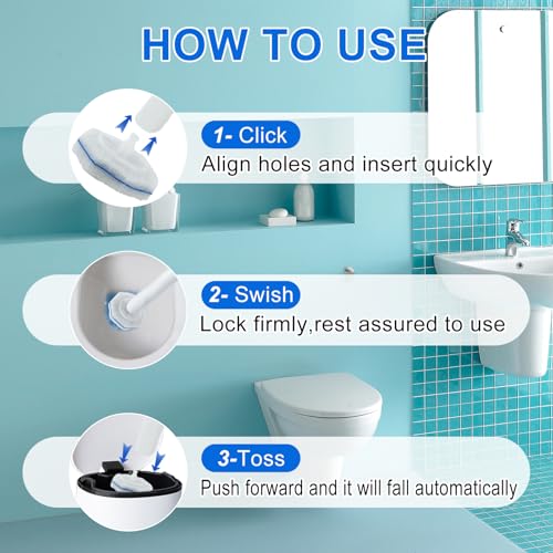 30 Count Toilet Bowl Wand Refills for Clorox, Disposable Toilet Bowl Wand Refill Compatible with Clorox Toilet Bowl Wand Clean System, Upgrade Fiber Bowl Cleaner Brush for Closestool Cleaning.