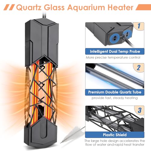 hygger Submersible Aquarium Heater 1200W Fish Tank Heater with Temperature Control & Auto Off Protection for 160-300 Gallons Saltwater and Freshwater - size: 1200W for 160-300 Gallons