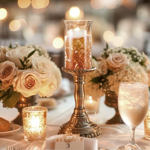 Syhood 570 Pcs 5 Sizes Amber Fake Crushed Ice Rocks Acrylic Crystal Gems Sparking Amber Plastic Diamonds Marble for Vase Fillers DIY Craft Wedding Table Scattering Room Decoration - color: Amber