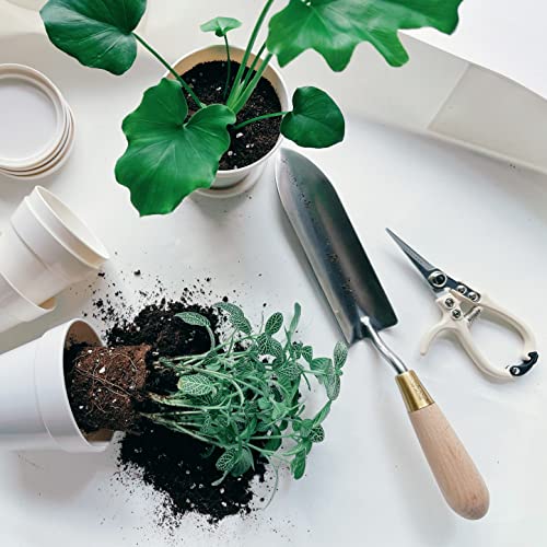 Plant Pruning Shears with Vegan Leather Sheath Garden Trimming Scissors with Belt Holster Bonsai Trimmers Herb Snips Flower Clippers Modern Tools 2 Piece Bundle (Cream Pruner Beige Sheath) - color: Cream & Beige