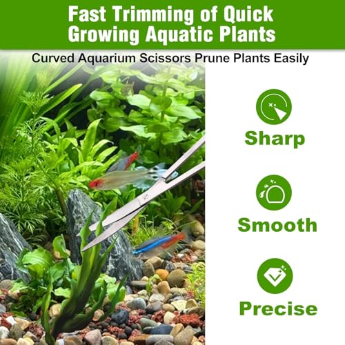 5Pcs 15Inch Aquascaping Tools Kit Extra Long Tweezers for Terrarium, Feeding Tongs, Aquarium Scissors, Algae Scraper,Aquascaping Tool Organizer Rack for Fish Tank Cleaning Plant Trimming