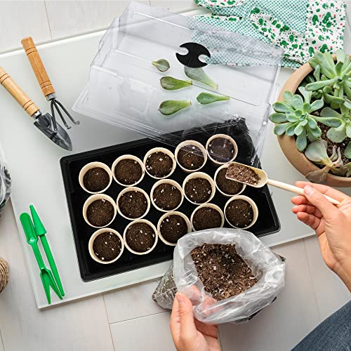 Hahood 4 Pack Seed Starter Tray Set Plants Growing Trays Peat Pots for Seedlings with Seed Starter Pots, Plastic Germination Tray, Plant Labels, Tool for Flower Vegetable Planting, Black - color: Black