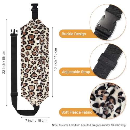 Bearded Dragon Leash and Carrier Sling, Super Soft Lizard Carrying Pouch, Adjustable Leather Wings Beardie Harness, Reptile Small Pet Snuggle Sling Bag Accessories for Outdoor Travel Walking Rest
