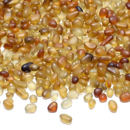 SUREAM Dark Amber Sea Glass, Aquarium Rocks for Fish Tank, Glass Beads for Vases, Small Rocks for Vase Filler Fish Turtle Tank Succulent Plants Decorations(0.8 LB) - color: Dark Amber
