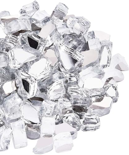 NUPICK 20 lb 1/2 Inch Reflective Fire Glass, Safe, Non-Blackening, Eco-Friendly, Sparkly, Modern, Contemporary, Indoor/Outdoor - color: Clear, size: 20 Pound (1/2")