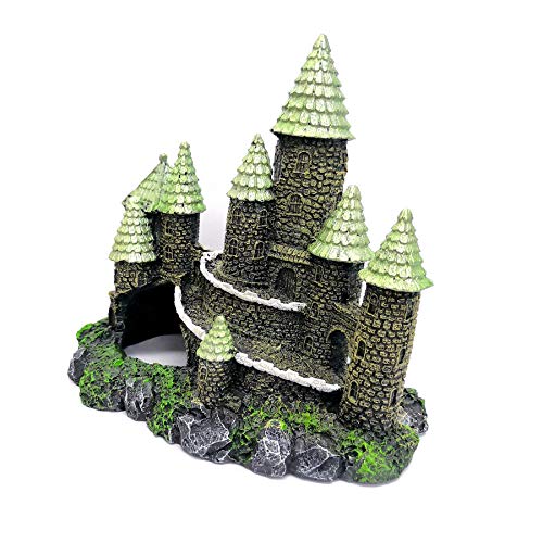 M2cbridge Aquarium Decor Castle Shipwreck Ornament Underwater Landscape(Green Castle) - color: Green Castle