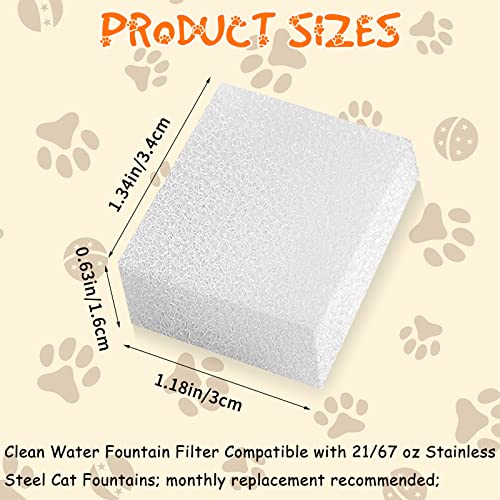 32 Pcs Pet Replacement Sponge Filters Pet Fountain Filter Foam for 67oz/ 2L Dog Cat Water Fountain Filters Pet Fountain Replacement Foam Sponge Pre-Filters for Multiple Pet Fountain