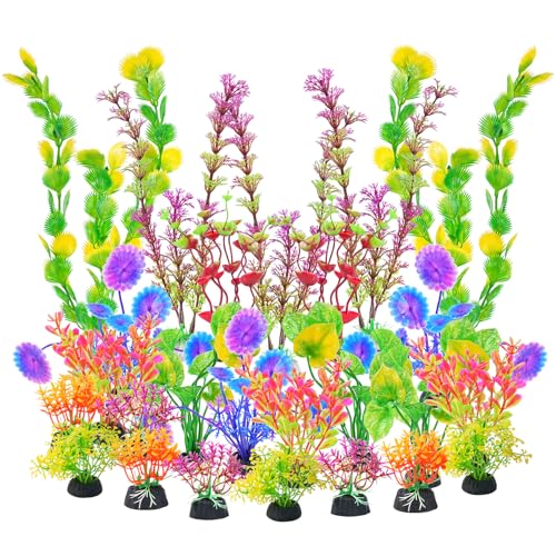 AQUANEAT Artificial Aquarium Plants, Fish Tank Plastic Decorations, Multiple Colors Small Accessories, 25pcs