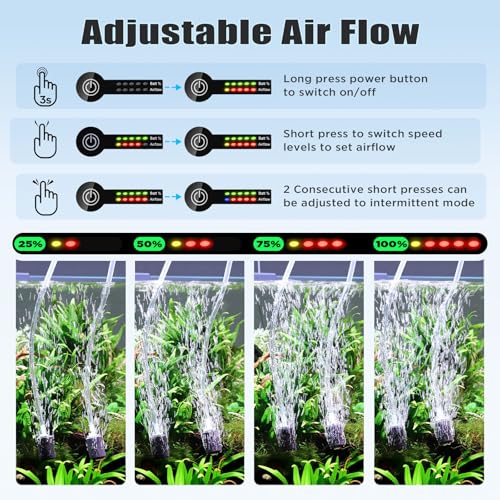 hygger USB Rechargeable Aquarium Air Pump, Battery Powered Quiet Oxygen Pump, Portable Aerator with Air Stone, Adjustable Air Flow with Clip for Bait Bucket, Outdoor Fishing and Power Outages - size: 5W, 5200mAh