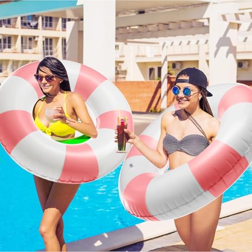 2 PCS Inflatable Pool Floats for Swimming Pool Party Lake Beach Adults - Floaties Pool Tubes Swim Rings Tubes Floaties for Beach Pool Party Decorations - color: Pink, size: 33"