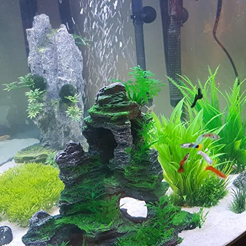 Aquarium Ornament Mountain Decor Stone Statue Rockery Cave Landscape for Fish Tank Decorations, Large
