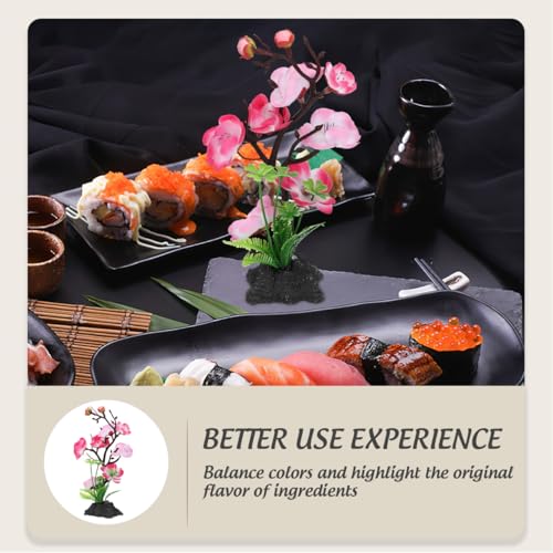 Luxshiny Artificial Cherry Blossom Trees with Base Artificial Fish Tank Plants with Rock Sushi Plate Japanese Restaurant Decor