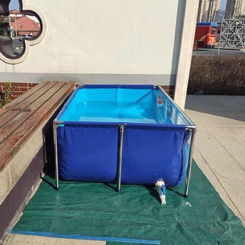 Flexible PVC Canvas Fish Tank Liners with Steel e - Water Tank for Fish & Pets, Backyard Pond Pool with Viewing Window - Easy Assembly & Setup - color: 100x60x51cm