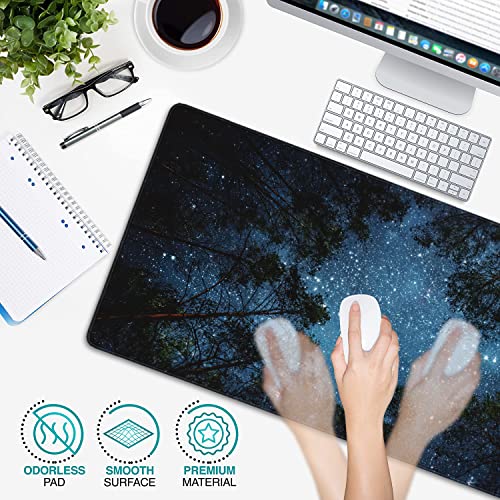Beautiful Night Sky and Milky Way Gaming Mouse Pad XXL Large Desk Mouse Pad Keyboard Mat with Stitched Edges Waterproof Non-Slip Desk Mat for Laptop,Keyboard,Computer 35.4 * 15.7 Inch - color: Beautiful Night Sky and Milky Way