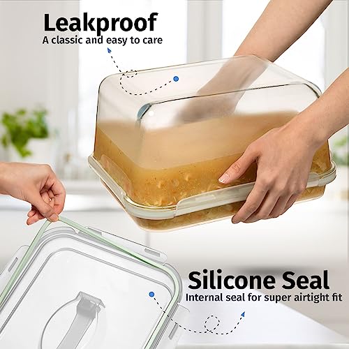 6500 ML / 220 oz / 28 Cup LARGE Glass Food Storage Container with Airtight Locking Lid. Ideal Storing food, Vegetables, Fruits. Baking Casserole, Lasagna, Roasting Turkey, Chicken BPA Free Oven Safe - size: 6500 ml