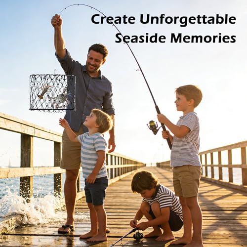1 Pack/2 Pack Crab Trap, Castable Crabbing Net with Bait Clip Foldable Crab Snare with Red Gauge & Bait Clip for Dungeness, Blue Crabs & Lobster - Crabbing Equipment for Pier, Jetty & Surf Fishing - style: 1 Pack