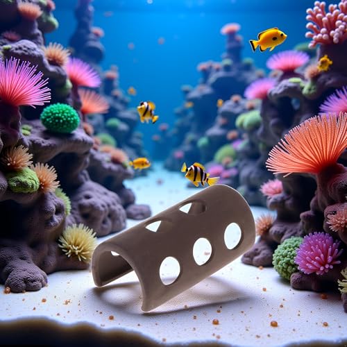 Brown Fish Tank Cave Aquarium Shelter Ceramic Shrimp Decoration Hide Ornament Breeding Aquarium Décor Thematic Ornaments