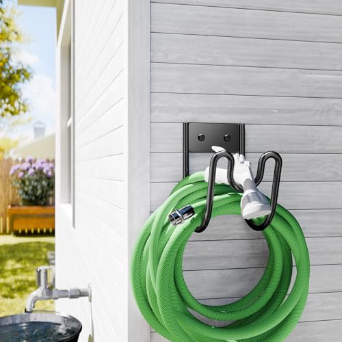 Black Metal Garden Hose Holder - Wall Mounted Water Hose Holder - Hose Hanger Heavy Duty for Water Hose Extension Cords Vacuum Hose (1 Pack) - size: 1 Pack