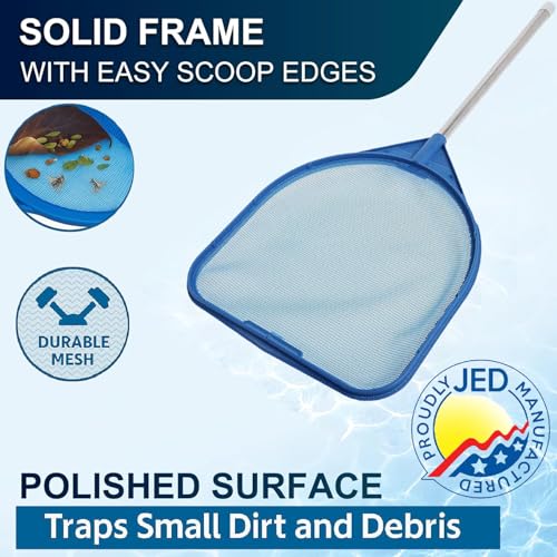 JED Pool Tools Pool Skimmer Net - Handheld Hot Tub Skimmer for Spa, Stock Tank Pool, Small Pool & Aquarium Cleaning (2 ft, Blue)
