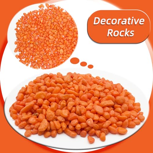 Orange Pebbles for Crafts, 0.9 Pound Natural Polished Aquarium Gravel, Decorative Pebbles for Indoor Plants, Turtle Tank, Vase, Succulents Cactus, Garden Landscaping - color: Orange
