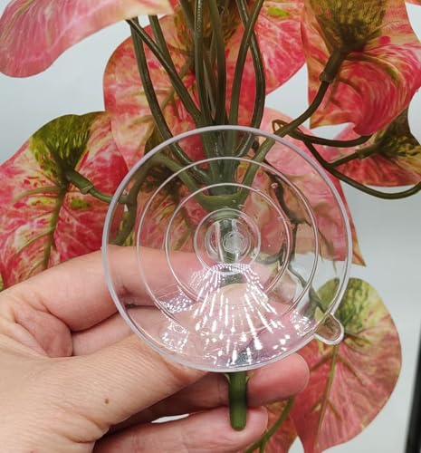 2 Pack Reptile Plants for Terrarium Decor, Amphibian Habitat Decor, Reptile Tank Accessories, Artificial Hanging Plants with Suction Cup (Red Arrowhead) - color: Red Arrowhead
