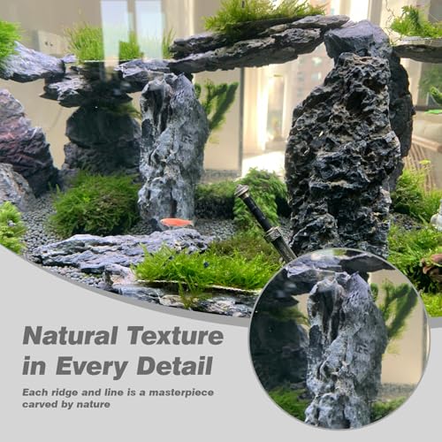 Seiryu Rock Aquarium Stones 11lb Natural Dragon Stone for Aquascaping Fish Tank Aquarium Landscaping Model Tank Decoration Miniature Fairy Garden(3-8 Inches) - size: 11LB(3-8 inches)