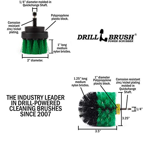 2 Piece Green Medium Stiffness Drill Rotary Cleaning Drillbrushes for Cleaning Kitchen, Cabinet, Counter, Linoleum, and General Purpose Scrubbing by Drillbrush - color: Green