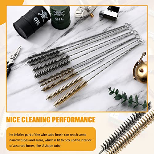 20 Pcs Wire Tube Brushes Bulk for Cleaning Pipe Tube Brass Stainless Steel Round Wire Brush for Auto Parts Christmas, Bottles, Tubes, 5 Sizes (Silver Gold) - color: Silver Gold