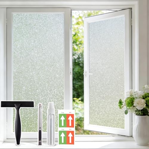 Frosted Glass Window Privacy Film with 4 Tool, Reeded Glass Window Privacy Film Brown