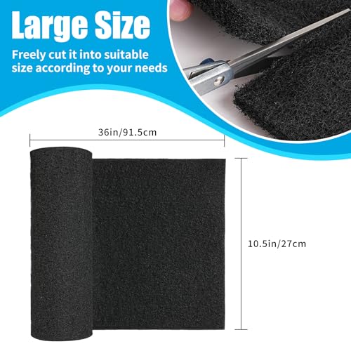 AQUANEAT Aquarium Activated Carbon Filter Media Pad for Fish Tank Pond Canister Filter (10.5" x 36") - size: 10.5" x 36"