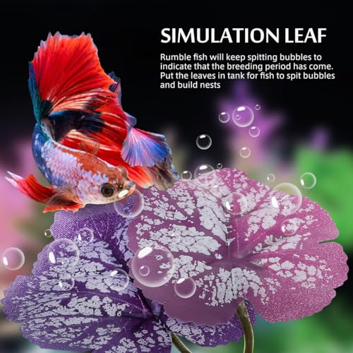 balacoo 2Pcs Betta Fish Leaf Hammock Pad Aquarium Tank Plastic Plants with Suction Cup for Simulating Natural Habitat Spawning Grounds Spot Breeding Resting Bed