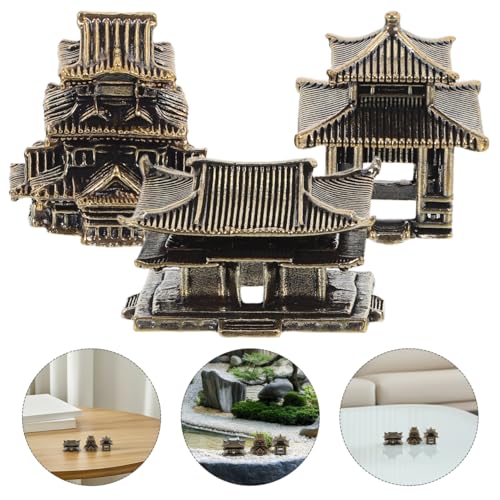 iplusmile 3Pcs Tiny Brass Pagoda Model Zen Garden Decor Miniature Asian Ornament for Aquarium Terrarium Indoor Outdoor Decoration
