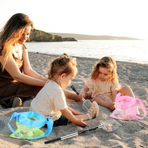 POILKMNI New Upgraded 2 Pcs Shark Tooth Sifter with Seashell Bags, Beach Sand Sifter, Sand Scoop Shell Scooper for Beach Scoop Shovel Sifter Tool for Picking Up Shells, Shark Tooth Sifter Dipper - color: Black