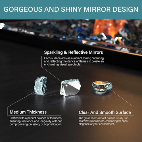 NUPICK 20 lb 1/2 Inch Reflective Fire Glass, Pacific Blue, Sparkly, Eco-Friendly, Convenient, Mirror Finish - color: Pacific Blue, size: 20 Pound (1/2")
